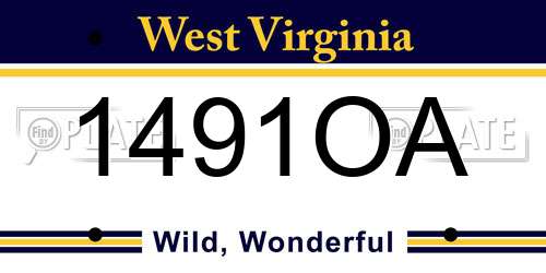 1491OA West Virginia License Plate