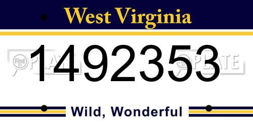 1492353 West Virginia License Plate