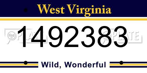 1492383 West Virginia License Plate