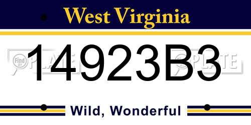 14923B3 West Virginia License Plate