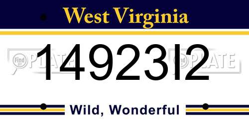 14923I2 West Virginia License Plate