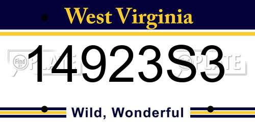 14923S3 West Virginia License Plate