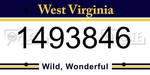 1493846 West Virginia License Plate