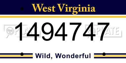 1494747 West Virginia License Plate