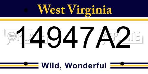 14947A2 West Virginia License Plate