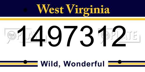 1497312 West Virginia License Plate