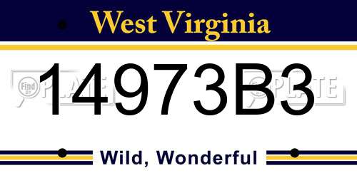 14973B3 West Virginia License Plate
