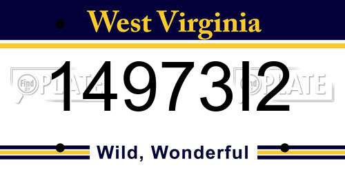 14973I2 West Virginia License Plate