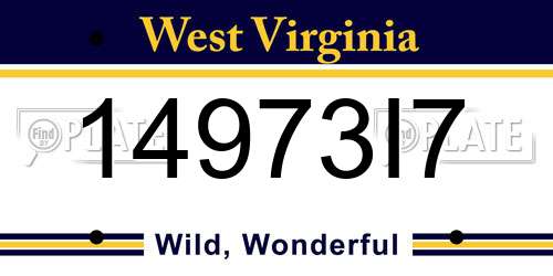 14973I7 West Virginia License Plate