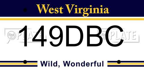 149DBC West Virginia License Plate