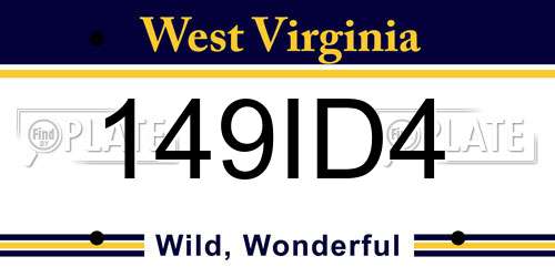 149ID4 West Virginia License Plate