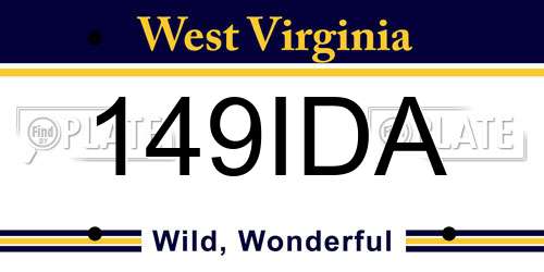 149IDA West Virginia License Plate