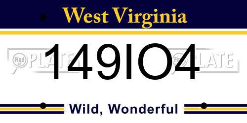 149IO4 West Virginia License Plate