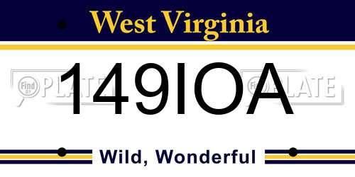 149IOA West Virginia License Plate