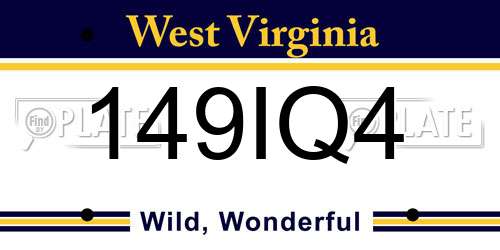 149IQ4 West Virginia License Plate