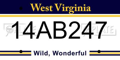 14AB247 West Virginia License Plate
