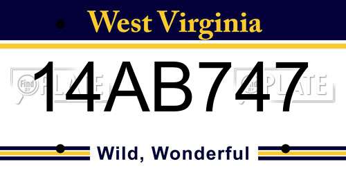 14AB747 West Virginia License Plate
