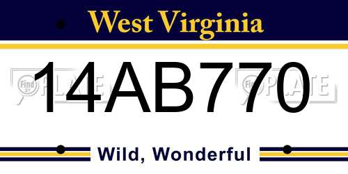 14AB770 West Virginia License Plate