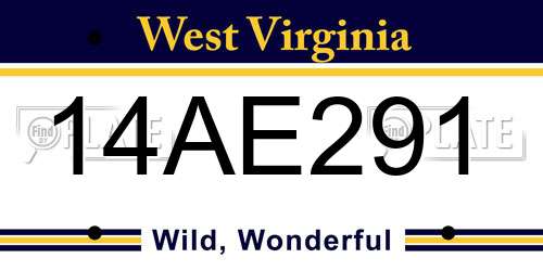 14AE291 West Virginia License Plate