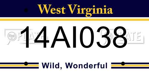14AI038 West Virginia License Plate