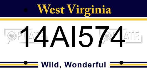 14AI574 West Virginia License Plate