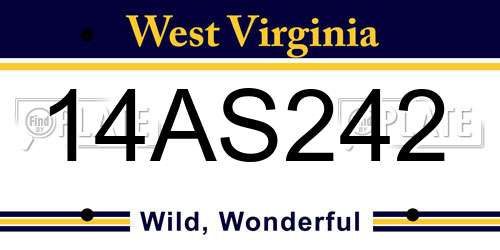 14AS242 West Virginia License Plate