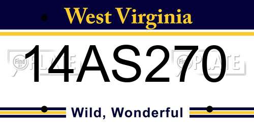 14AS270 West Virginia License Plate