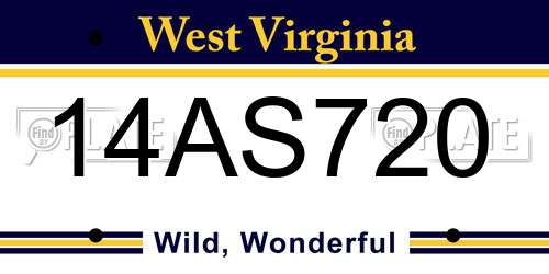 14AS720 West Virginia License Plate