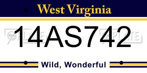 14AS742 West Virginia License Plate