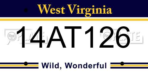 14AT126 West Virginia License Plate