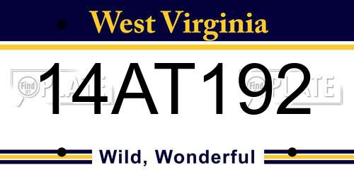 14AT192 West Virginia License Plate