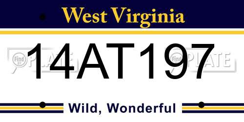 14AT197 West Virginia License Plate