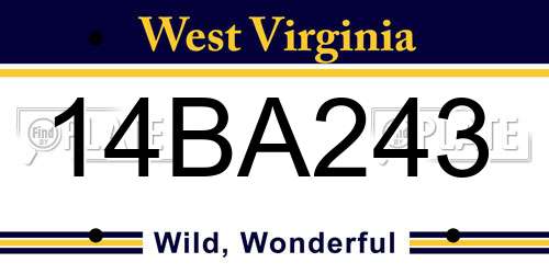 14BA243 West Virginia License Plate