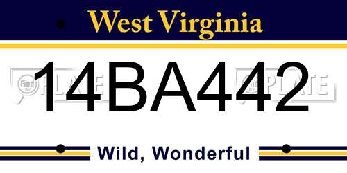 14BA442 West Virginia License Plate