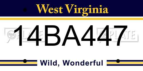 14BA447 West Virginia License Plate
