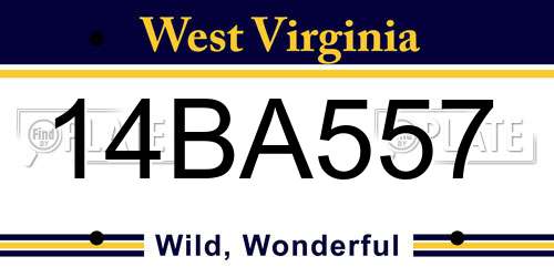 14BA557 West Virginia License Plate
