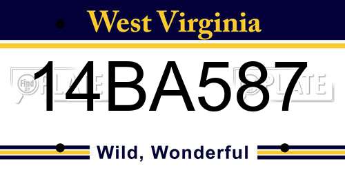 14BA587 West Virginia License Plate