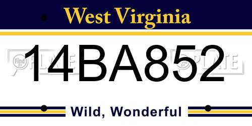 14BA852 West Virginia License Plate