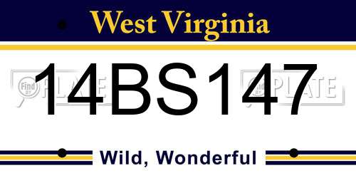 14BS147 West Virginia License Plate
