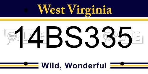 14BS335 West Virginia License Plate