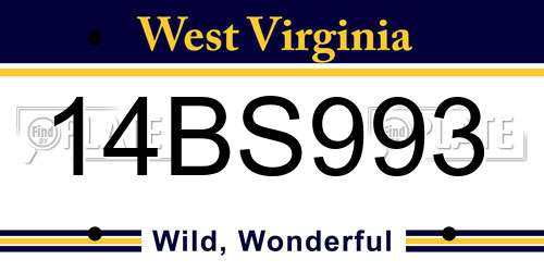 14BS993 West Virginia License Plate