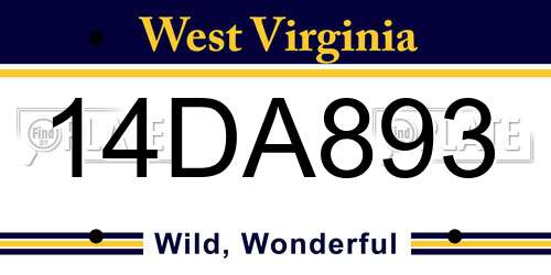 14DA893 West Virginia License Plate