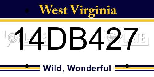 14DB427 West Virginia License Plate