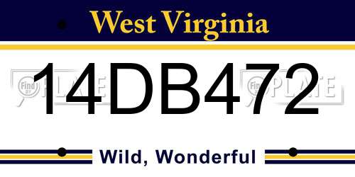 14DB472 West Virginia License Plate