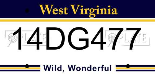 14DG477 West Virginia License Plate