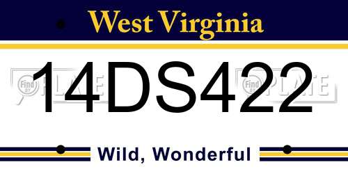 14DS422 West Virginia License Plate