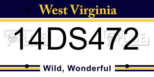 14DS472 West Virginia License Plate