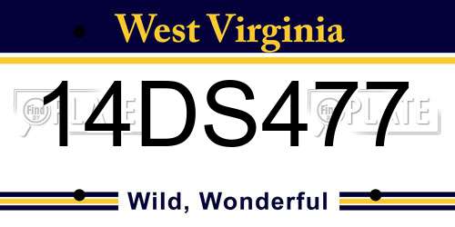 14DS477 West Virginia License Plate