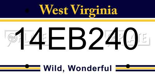 14EB240 West Virginia License Plate