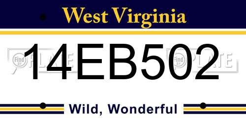 14EB502 West Virginia License Plate
